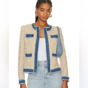 L'AGENCE Agnes Tweed Jacket in Oxford Tan